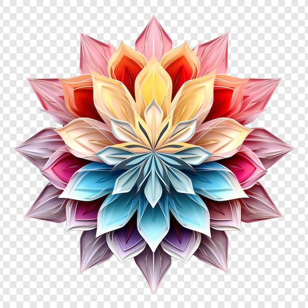 Elemento di design frattale del mandala con motivo floreale isolato su sfondo trasparente
