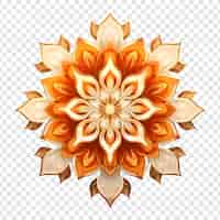 Free PSD mandala fractal design element with flower pattern isolated on transparent background