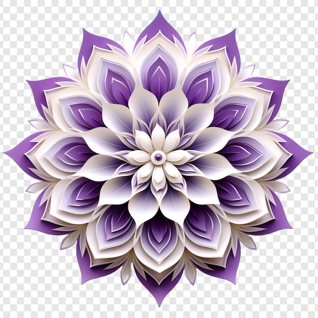 Free PSD mandala fractal design element with flower pattern isolated on transparent background