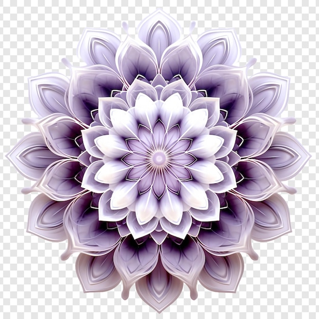 Free PSD mandala fractal design element with flower pattern isolated on transparent background