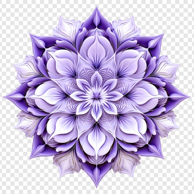 Free PSD mandala fractal design element with flower pattern isolated on transparent background