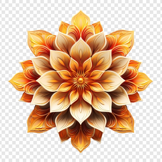 Free PSD mandala fractal design element with flower pattern isolated on transparent background