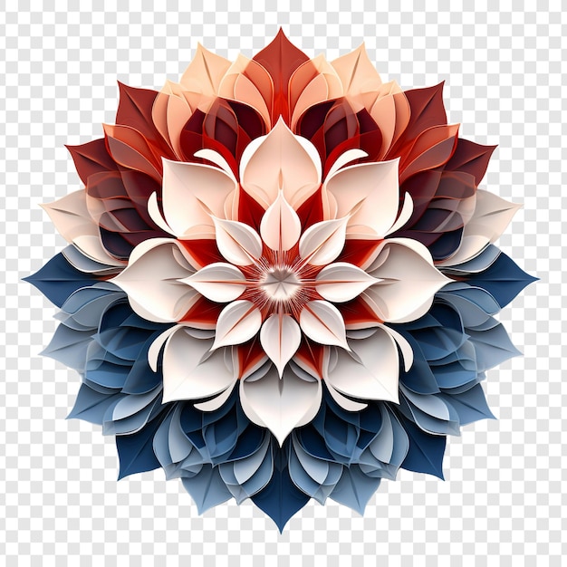 Free PSD mandala fractal design element with flower pattern isolated on transparent background