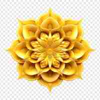 Free PSD mandala fractal design element with flower pattern isolated on transparent background