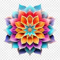 Free PSD mandala fractal design element with flower pattern isolated on transparent background