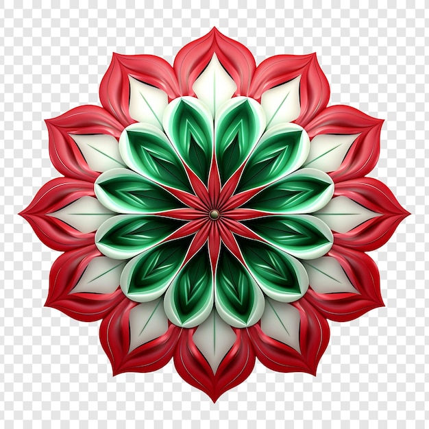 Free PSD mandala fractal design element with flower pattern isolated on transparent background