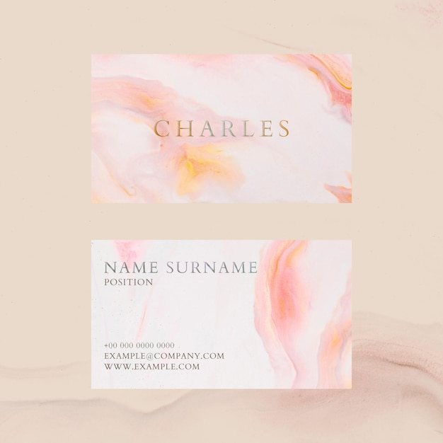 Free PSD marble business card template psd in colorful feminine style