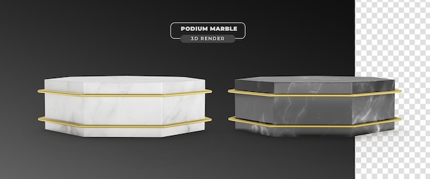 Marble podium 3d realistic render with transparent background