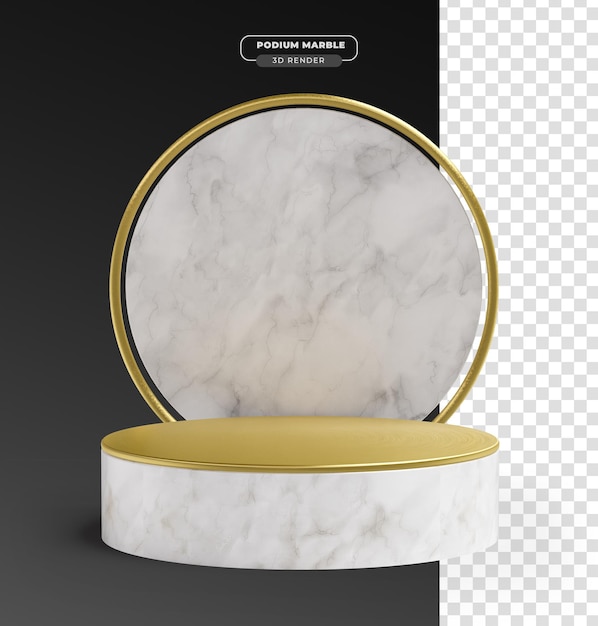 Marble Podium 3D Realistic Render with Transparent Background: Free PSD Template