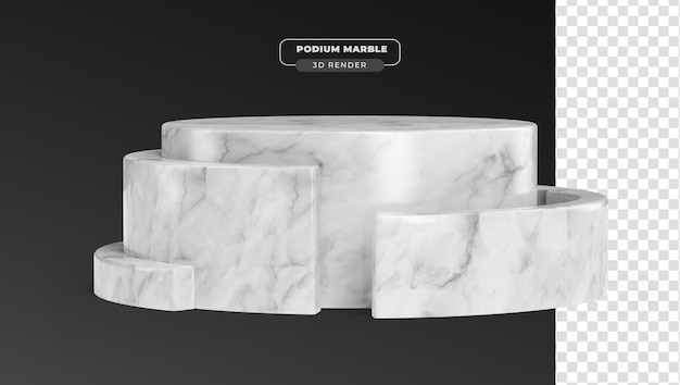 Marble podium 3d realistic render with transparent background