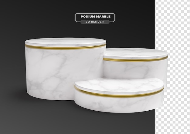 Marble podium 3d realistic render with transparent background