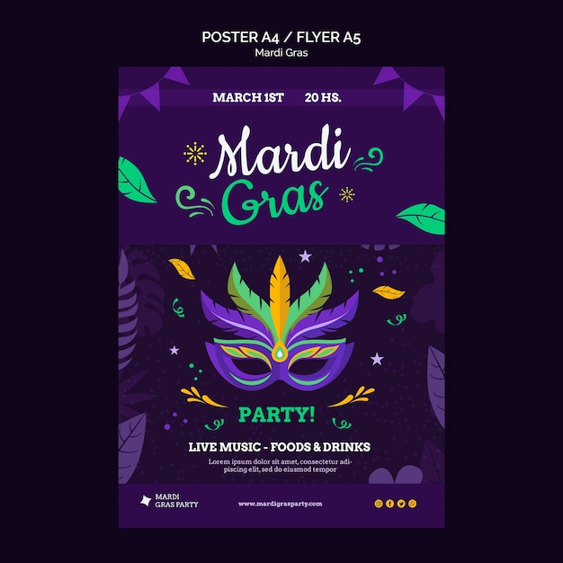 Mardi gras carnival flyer template