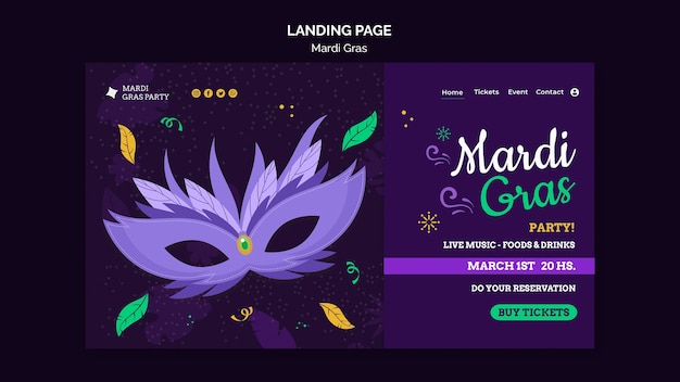 Mardi gras carnival landing page