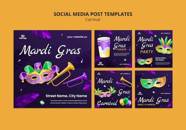 Mardi gras celebration instagram posts