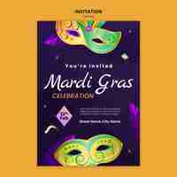 Free PSD mardi gras celebration  invitation template