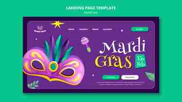 PSD gratuito modello di pagina di destinazione per la celebrazione del mardi gras