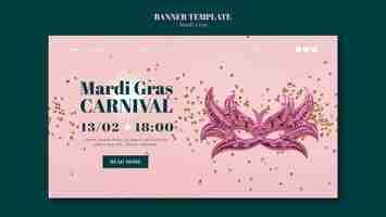 Free PSD mardi gras celebration  landing page