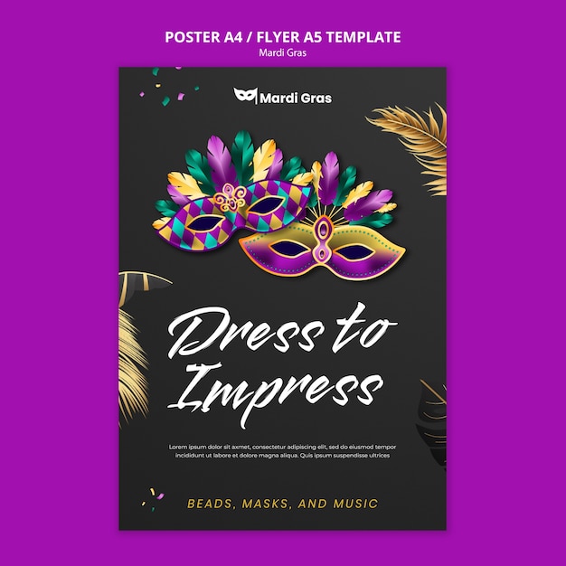 mardi gras celebration poster template
