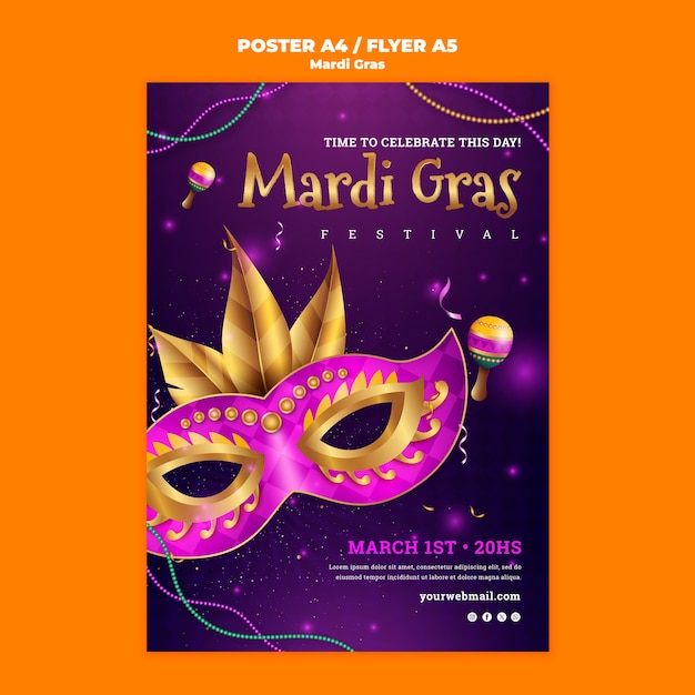 mardi gras celebration  poster  template