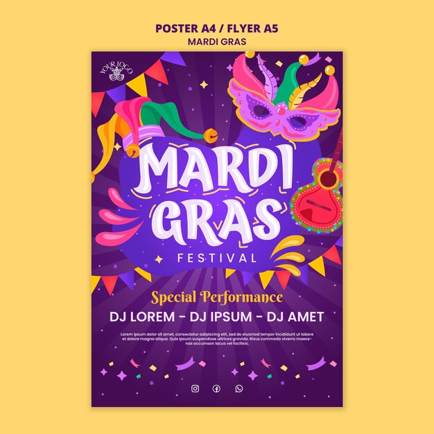 Mardi gras celebration  poster  template