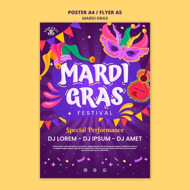 Mardi gras celebration  poster  template