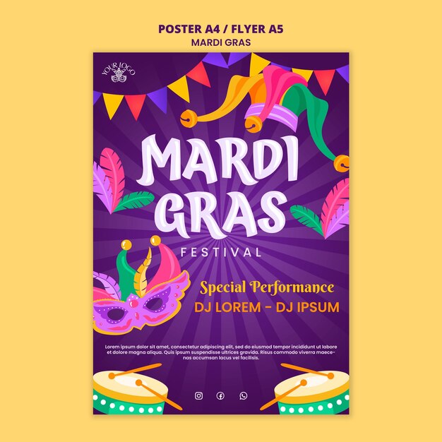 Mardi gras celebration  poster  template
