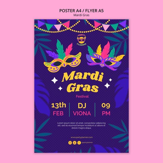mardi gras celebration poster template