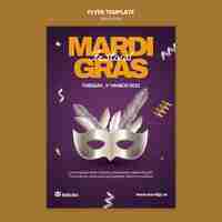 Free PSD mardi gras celebration with silver mask