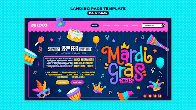 PSD gratuito disegno del modello di mardi gras