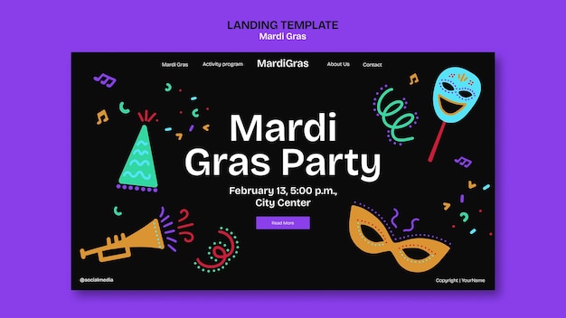 PSD gratuito disegno del modello di mardi gras