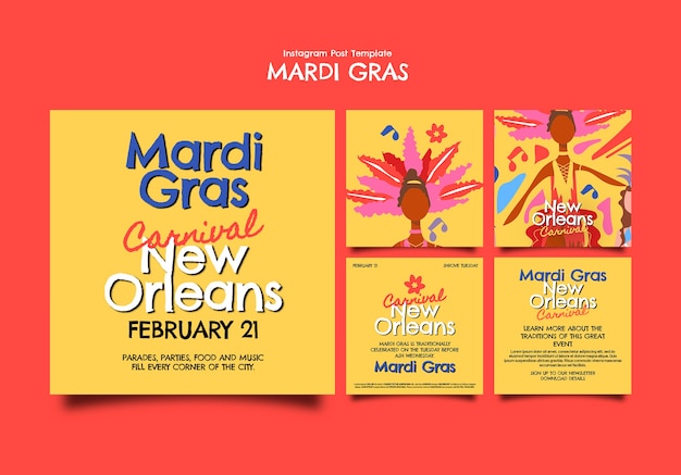 Free PSD mardi gras  template design