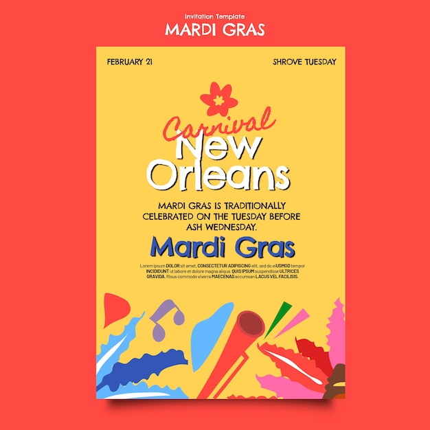 Free PSD mardi gras  template design