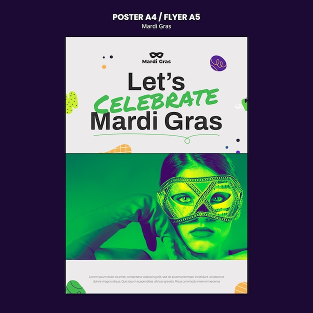 Free PSD mardi gras template design