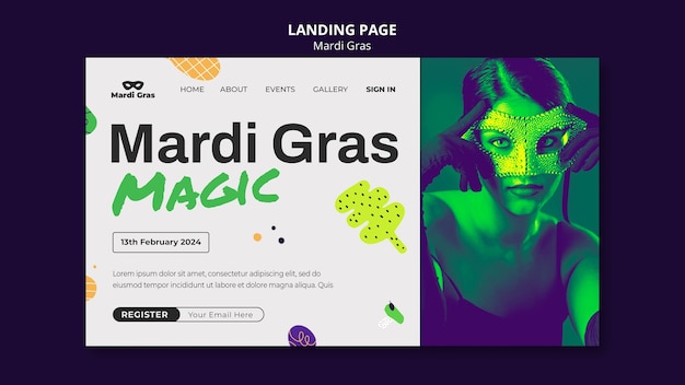 Free PSD mardi gras template design