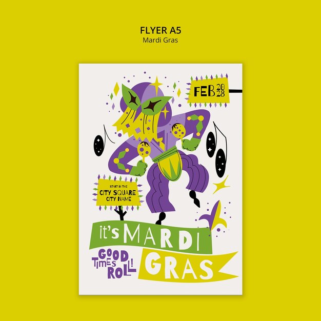 mardi grass poster template design