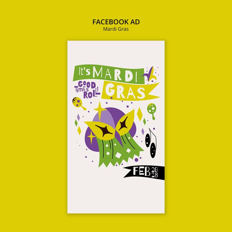 Free PSD mardi grass template design