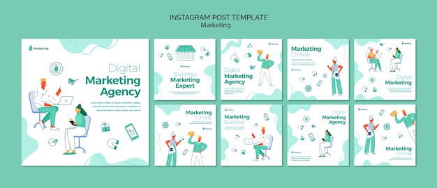 Free PSD marketing and advertising business instagram posts collection