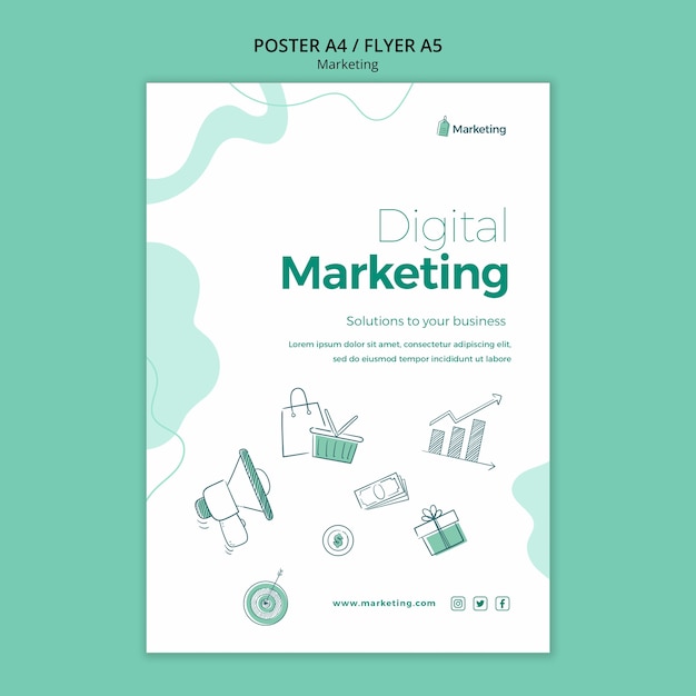 PSD gratuito modello di poster verticale per attività di marketing e pubblicità