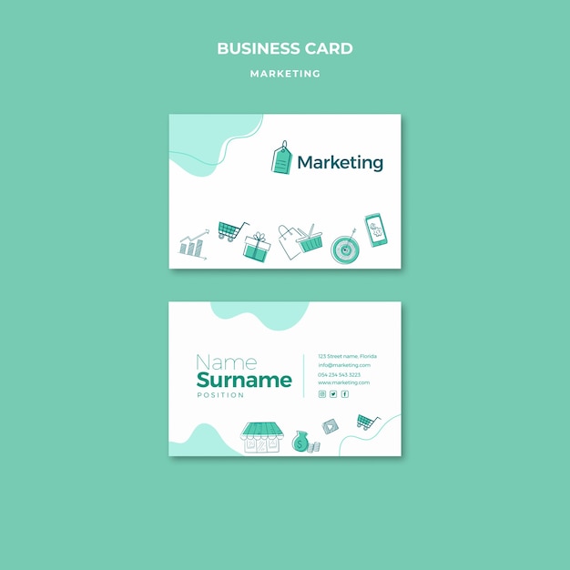 Шаблон горизонтальной визитной карточки для маркетинга и рекламы