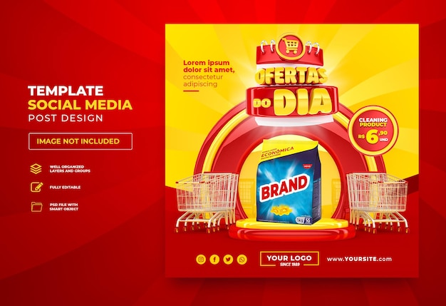 Marketing campaign in brazil template design 3d render Premium Psd