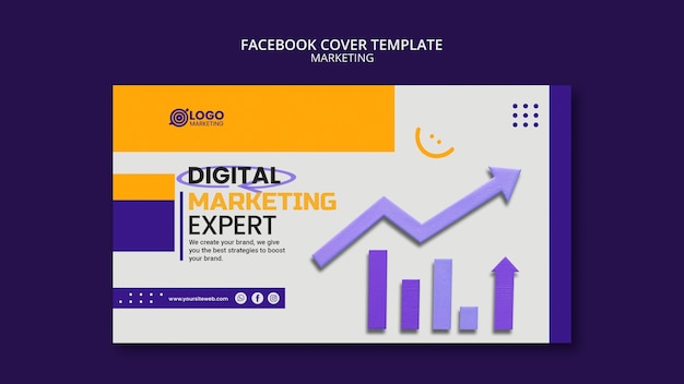 PSD gratuito modello di copertina di facebook del concetto di marketing