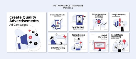 Бесплатный PSD Маркетинговые концепции постов в instagram
