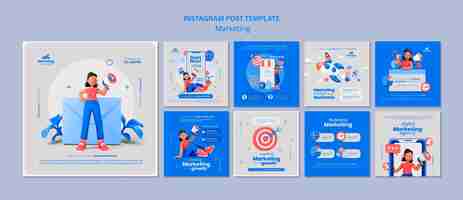 Free PSD marketing concept instagram posts