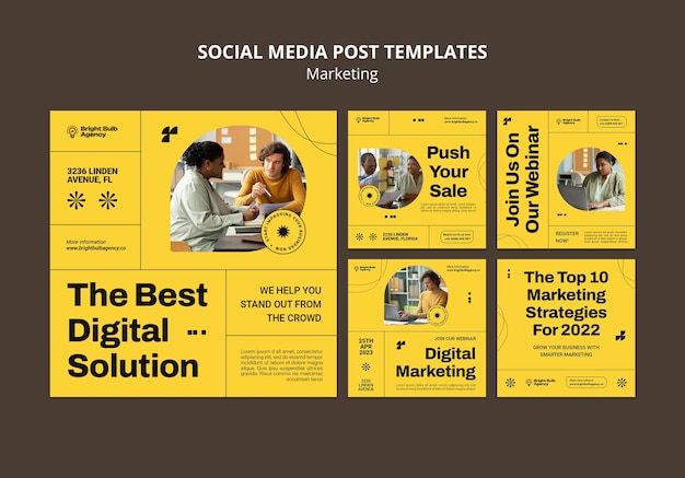 Free PSD marketing concept instagram posts