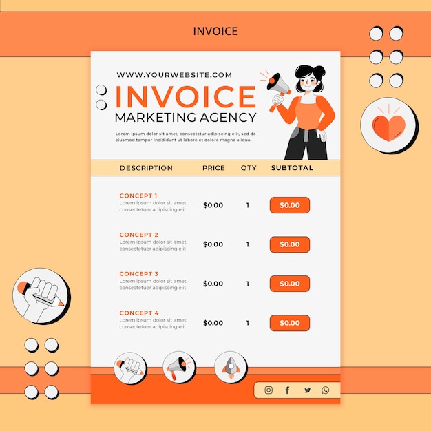 Free PSD marketing concept invoice template