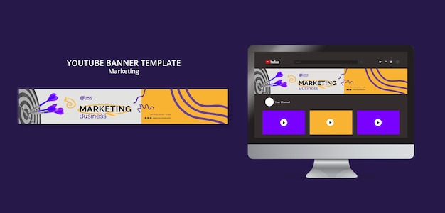 Free PSD marketing concept youtube banner template