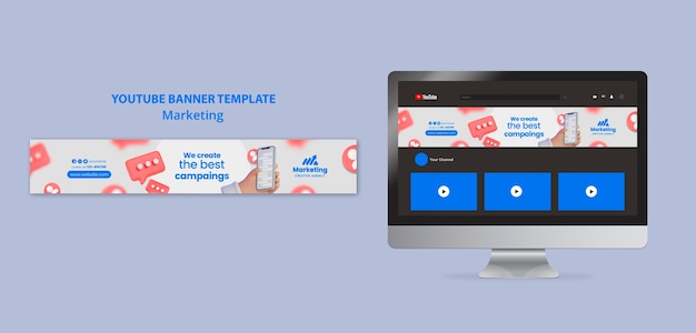 無料PSD マーケティングコンセプトyoutubeバナーテンプレート