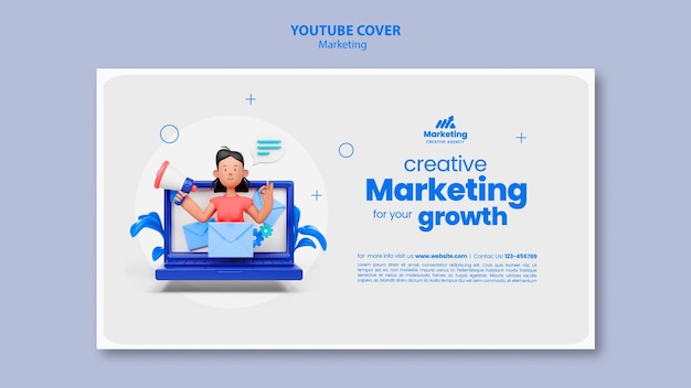 Free PSD marketing concept youtube cover template