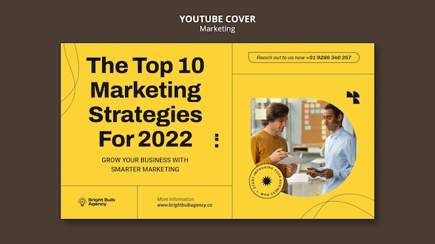 PSD gratuito copertina di youtube del concetto di marketing