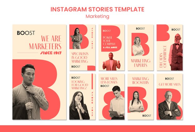 PSD gratuito progettazione del modello di storie di instagram di marketing